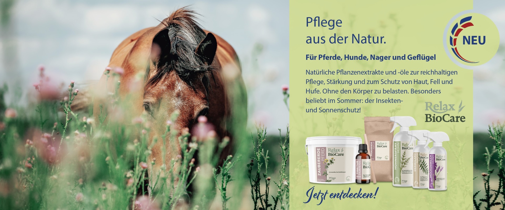 Relax Biocare Pflegeprodukte für Pferde, Nager, Hunde und Geflügel